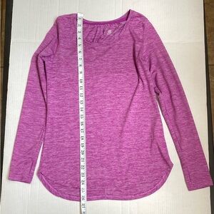 Champion Long-Sleeve Scoop Neck Top - Magenta Heather